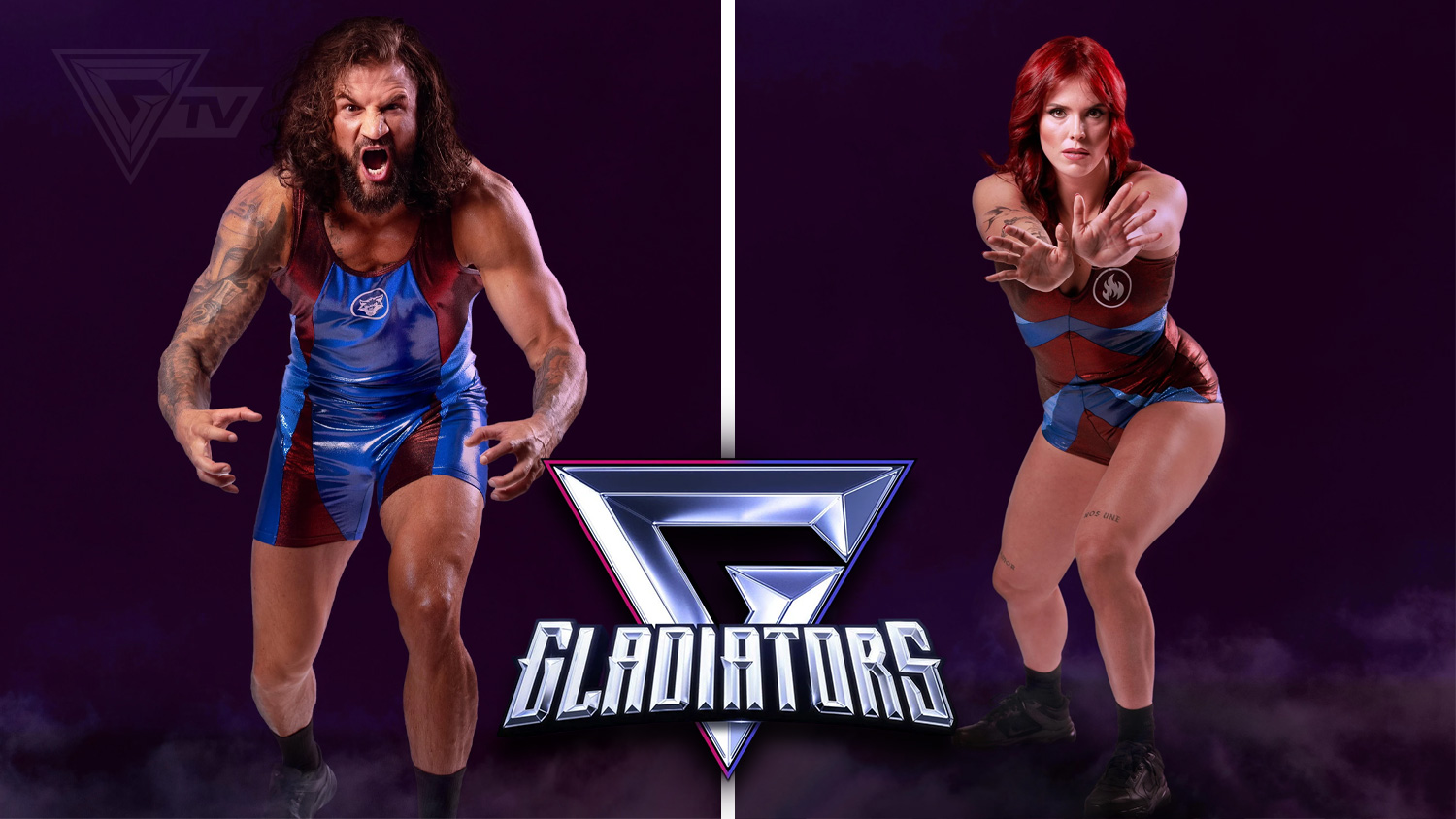 New German Gladiators: Beast (Waldemar Dinges) and Fire (Linda de las Heras)